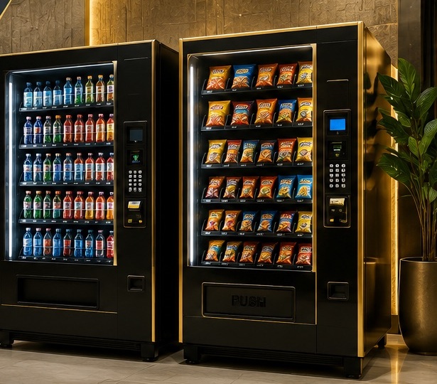 Premium snack and beverage vending machines